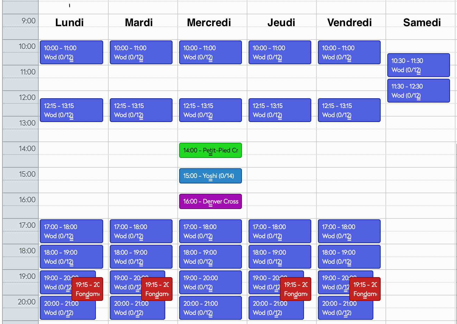 planning crossfit poitiers